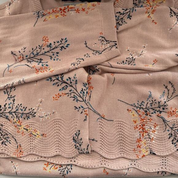 NWT Daniel Rainn Floral Knit Open Front Long Sleeve Cardigan Pink Women Size M - Picture 7 of 12